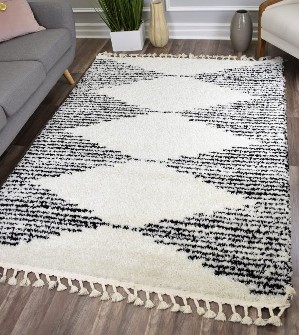 CosmoLiving By Cosmopolitan Mason Shag MS30A Heath White Area Rug For Cheap