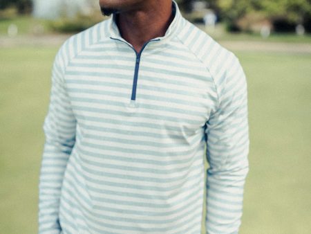 The Captain 1 4 Zip - Lagoon Stripe on Sale