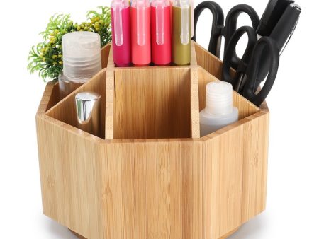 Verisea Bamboo Rotating Pencils Holder Art Supply Organizer Office Supplies Desktop Storage Sale