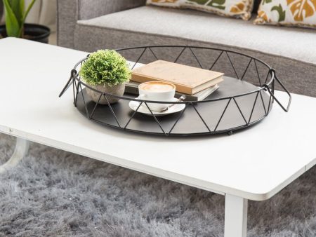 Neadialand Round Black Metal Ottoman Coffee Tray Sale