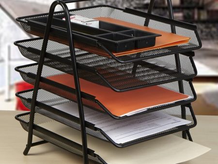 Bochat 5 Tier Steel Mesh Paper Tray Desk Organizer Fashion