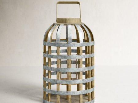 Rani Silver Brown Glass-Metal-Wood Tabletop Lantern Online now