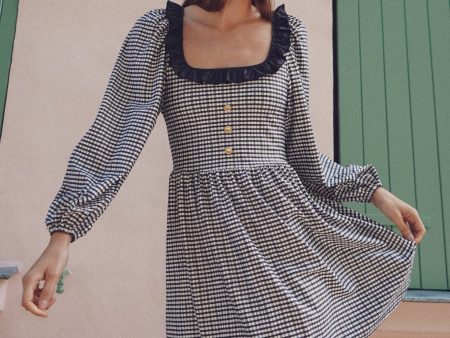 The Beatrice Ruffle Dress - French Gingham Online now