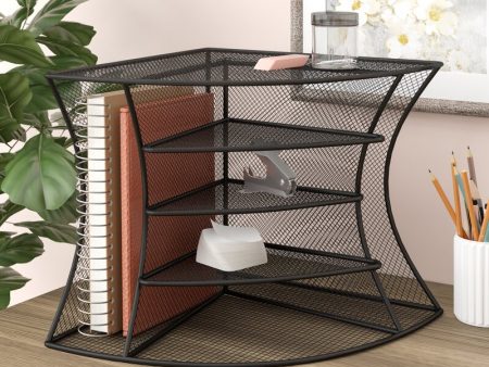 Wralxan Black Mesh Desktop Corner Organizer Fashion