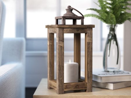 Ameslemo Brown Modern Wood Tabletop Lantern Sale